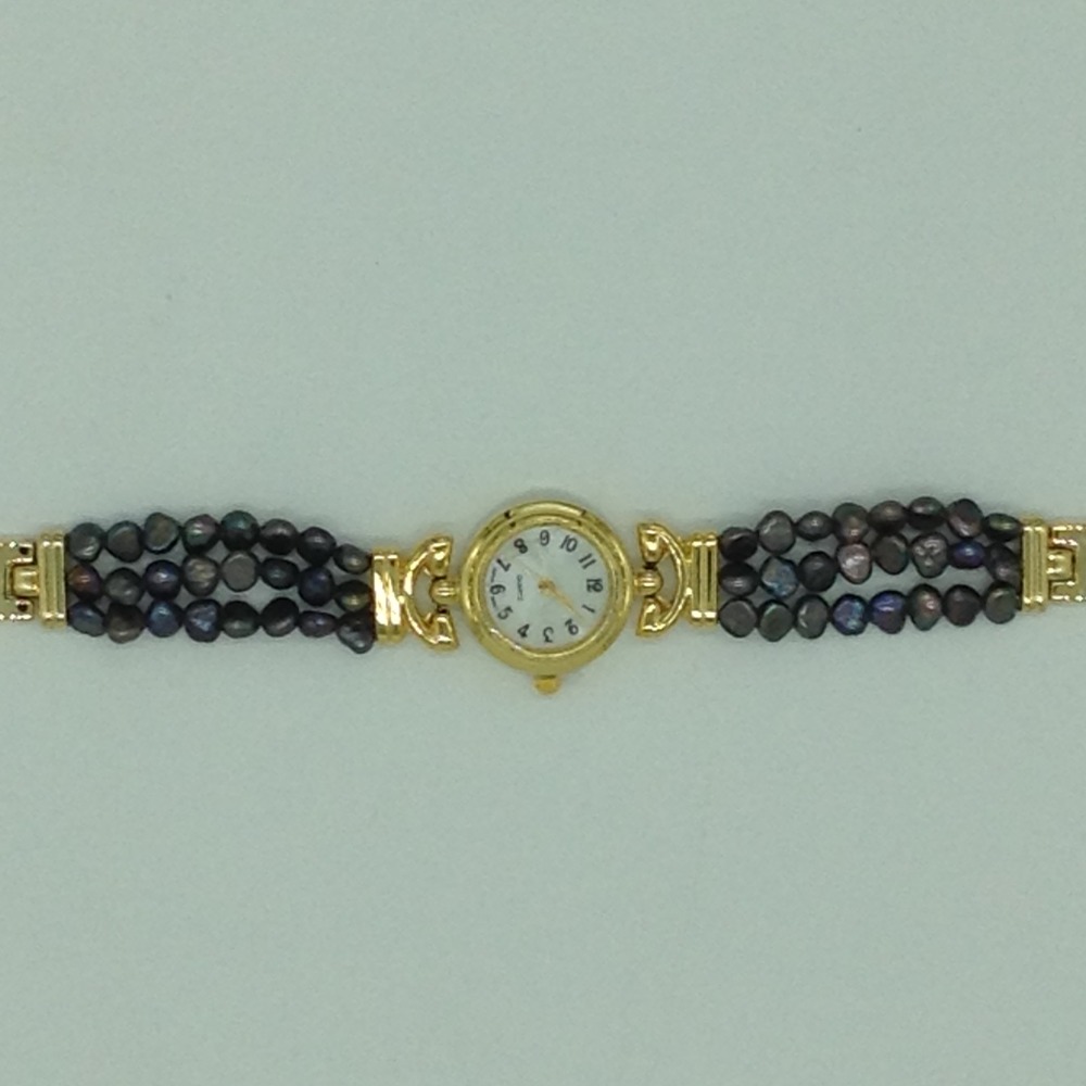 Freshwater Black Kudkal Pearls 3 Layers Designer Watch JBG0234