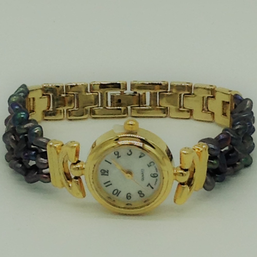 Freshwater Black Kudkal Pearls 3 Layers Designer Watch JBG0234