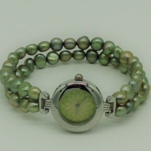 Freshwater green button pearls 2 layers designer watch jbg0233