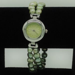 Freshwater green button pearls 2 layers designer watch jbg0233