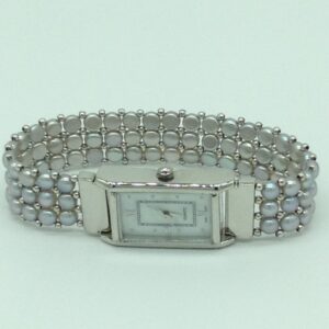 Freshwater grey button pearls 3 layers watch JBG0227