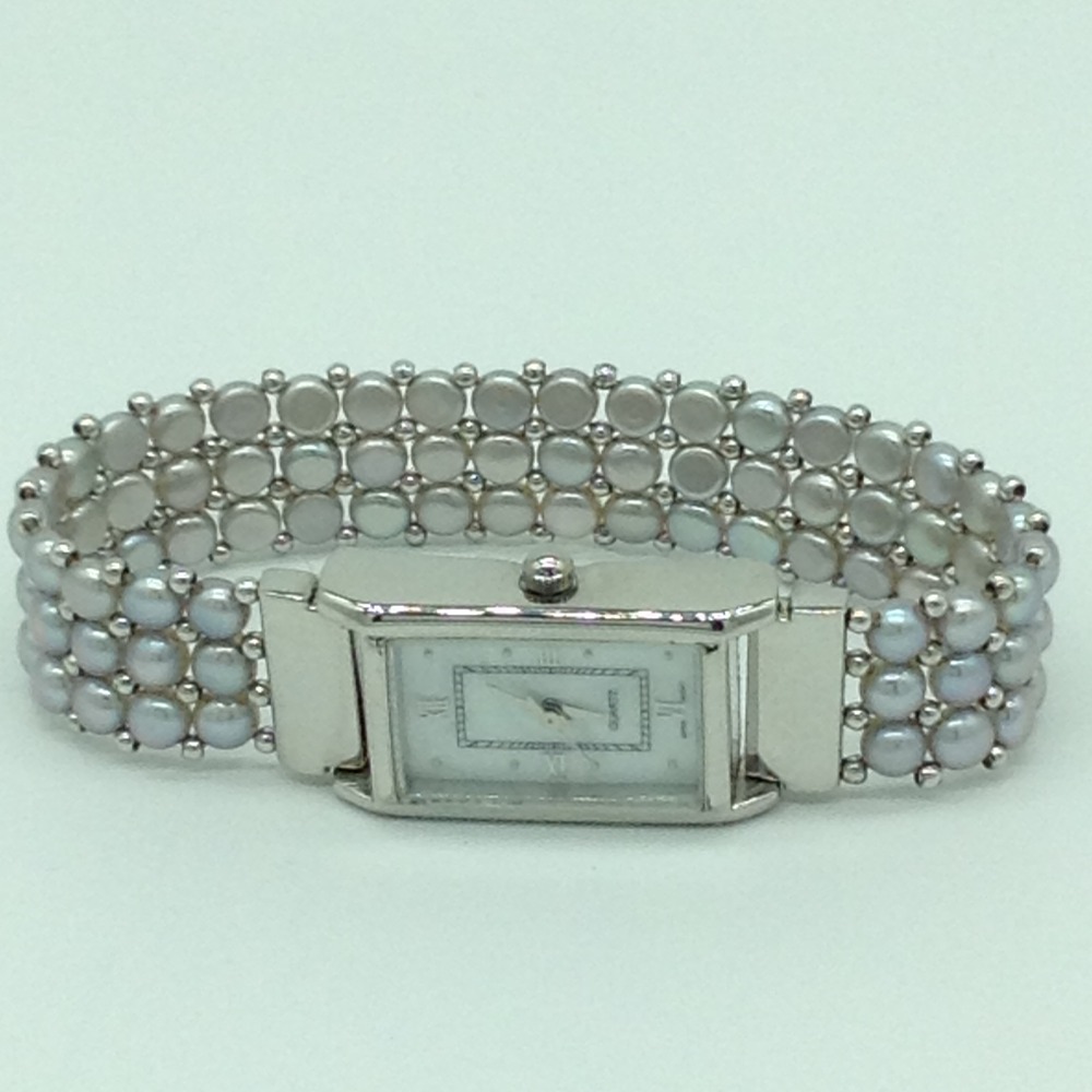 Freshwater grey button pearls 3 layers watch JBG0227