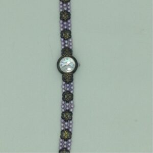 Freshwater Purple Round Pearls 3 Layers Oxidised Watch JBG0222