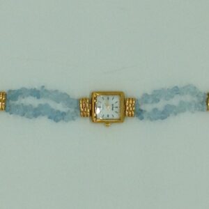 Aquamarine chips beeds 2 layers watch jbg0217