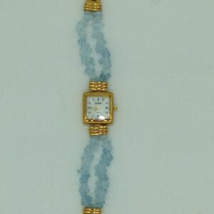 Aquamarine chips beeds 2 layers watch jbg0217