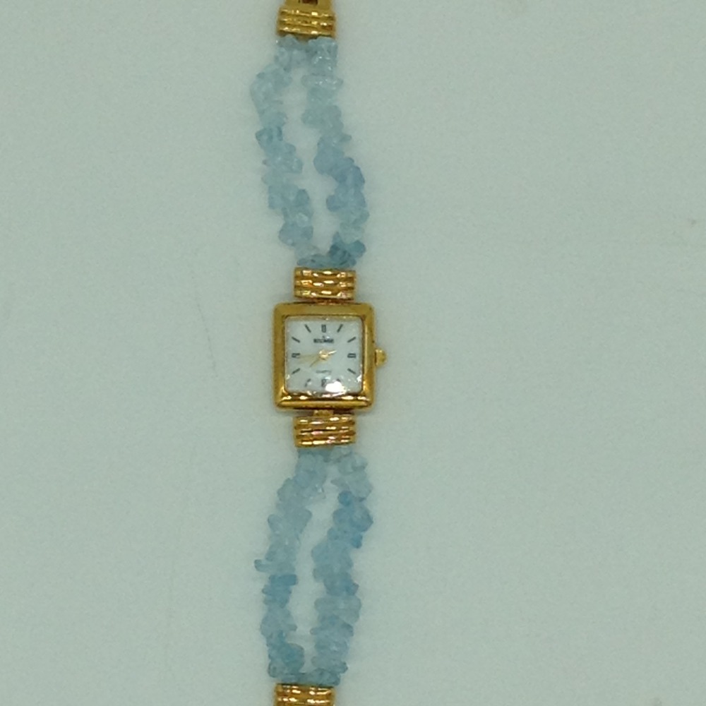 Aquamarine chips beeds 2 layers watch jbg0217