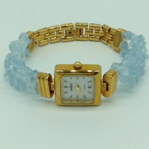 Aquamarine chips beeds 2 layers watch jbg0217