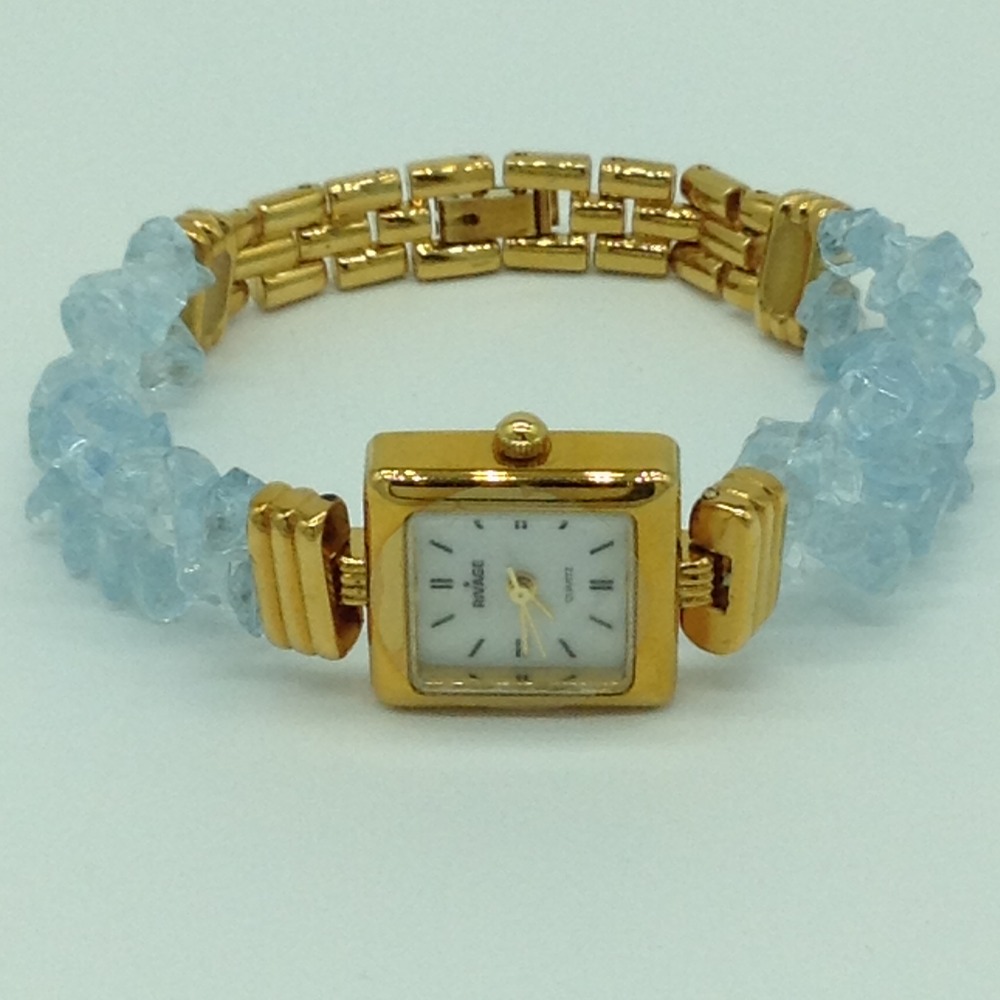 Aquamarine chips beeds 2 layers watch jbg0217