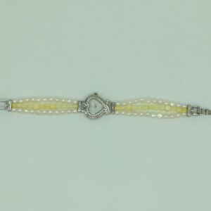 Freshwater Button Pearls And Yellow Semi Beeds Watch JBG0215