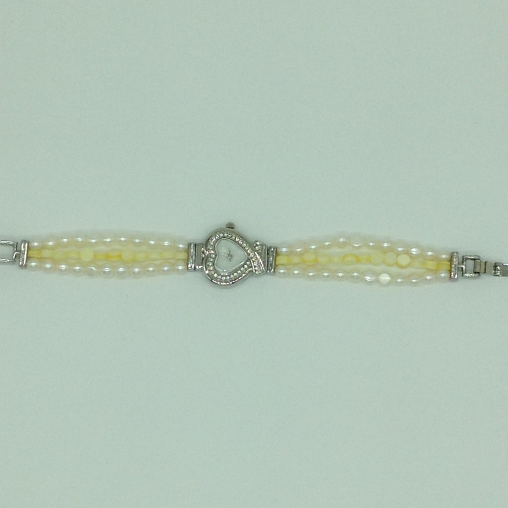 Freshwater Button Pearls And Yellow Semi Beeds Watch JBG0215