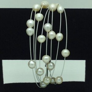 White Potato Pearls 8 Layers Wire Bracelet JBG0211