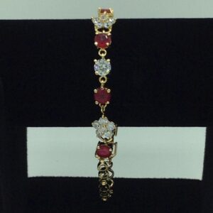 White And Red CZ Golden Alloy Chain Bracelet JBG0205