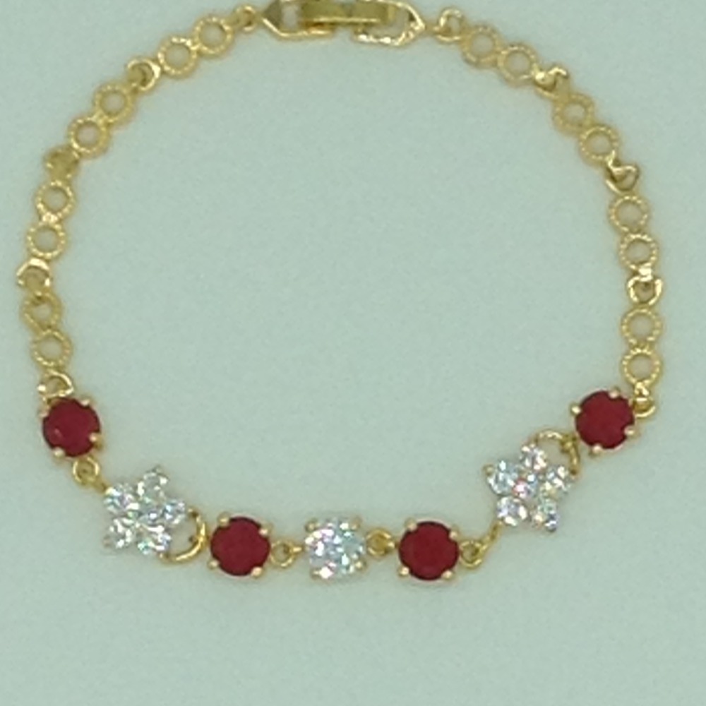 White And Red CZ Golden Alloy Chain Bracelet JBG0205