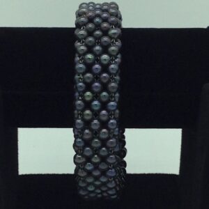 Black Round Pearls Jali Elastic Bracelet JBG0202