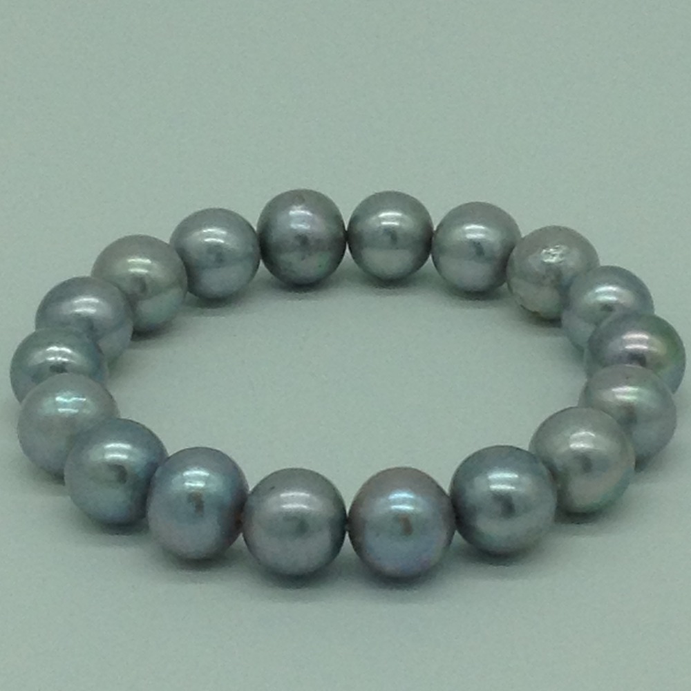 Grey Round Pearls 1 Layer Elastic Bracelet JBG0199