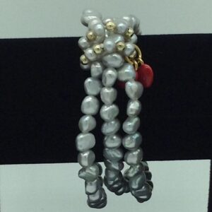 Grey Kudkal Baroque Pearls 3 Layers Elastic Bracelet JBG0198