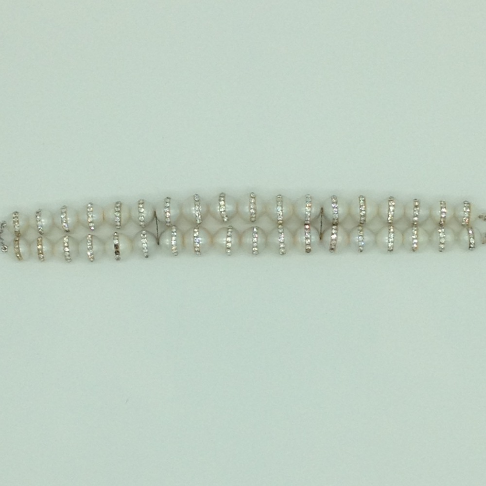 White Round Jagmag Pearls 2 Layers Bracelet JBG0196