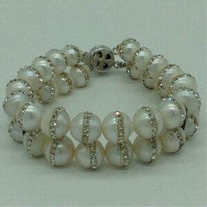 White Round Jagmag Pearls 2 Layers Bracelet JBG0196