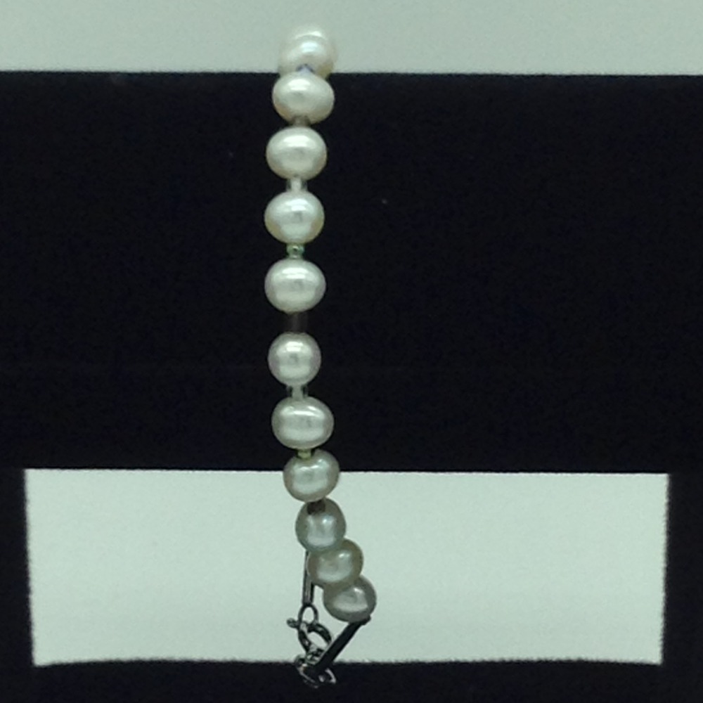 White Potato Pearls With Multi Semi Beeds 1 Layers Bracelet JBG0193