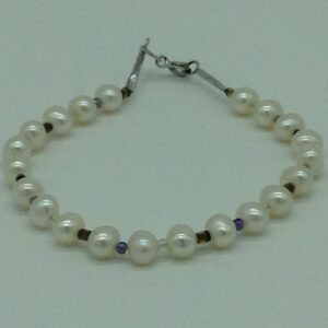 White Potato Pearls With Multi Semi Beeds 1 Layers Bracelet JBG0193