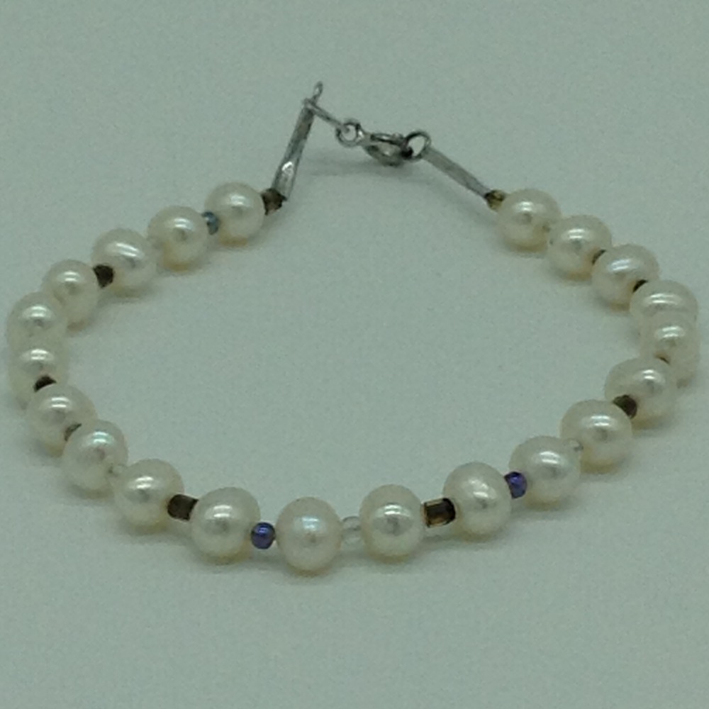 White Potato Pearls With Multi Semi Beeds 1 Layers Bracelet JBG0193