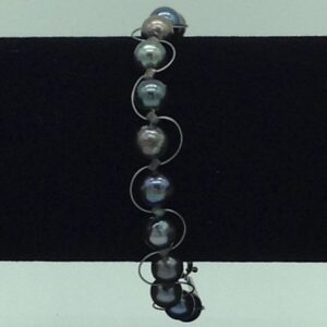 Grey Round Pearls 1 Layers Wire Bracelet JBG0192