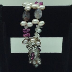 Multi Colour Drop Pearls With Semi Beeds 2 Layers Knotted Bracelet JBG0184