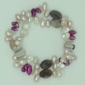 Multi Colour Drop Pearls With Semi Beeds 2 Layers Knotted Bracelet JBG0184