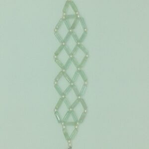 White Round Pearls And Green Semi Pipes Jali Bracelet JBG0175
