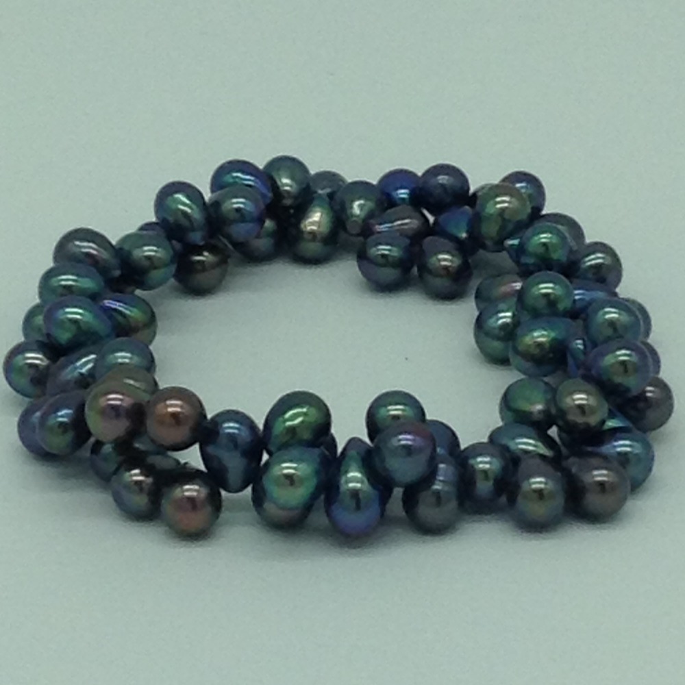 Grey Drop Pearls 2 Layer Elastic Bracelet JBG0164