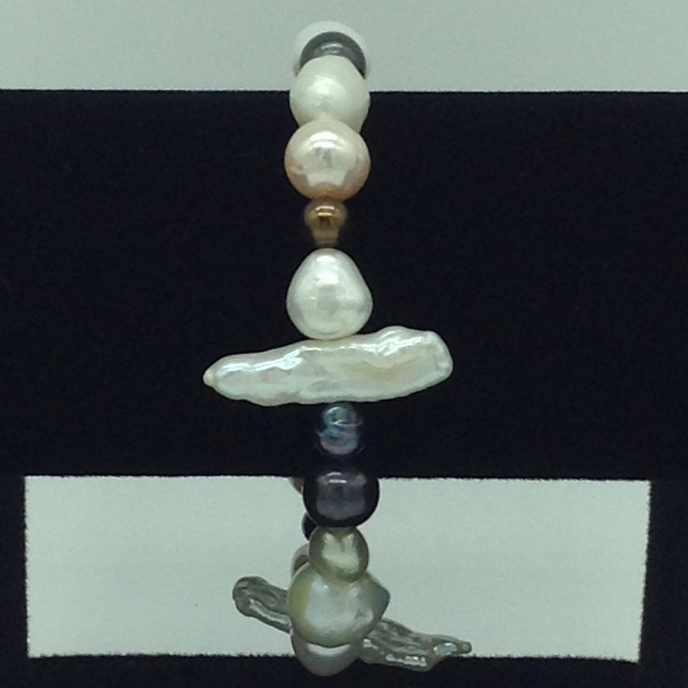 Multicolour Baroque Pearls 1 Layer Elastic Bracelet JBG0163