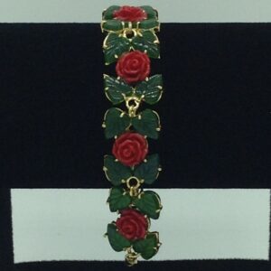 Coral Flower And Jade Leaves Bracelet JBG00155