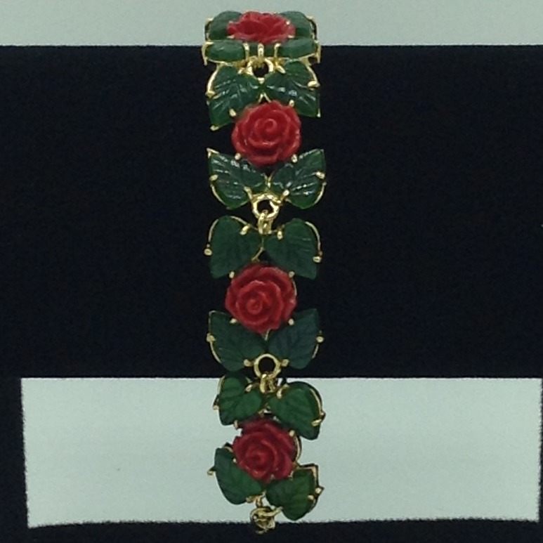 Coral Flower And Jade Leaves Bracelet JBG00155