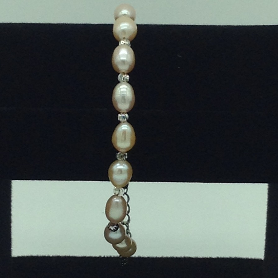 Pink Oval Pearls With White Balls Alloy Chain Bracelet JBG0148 - Image 2
