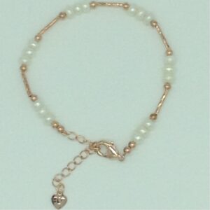 White Flat Pearls With Golden Pipe Alloy Chain Bracelet JBG0129