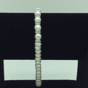 White Flat Pearls With CZ Chakri 1 Layers Bracelet JBG0127