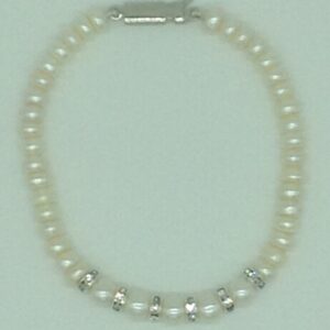 White Flat Pearls With CZ Chakri 1 Layers Bracelet JBG0127