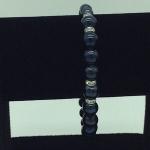 Black Round Graded Pearls With CZ Chakri 1 Layers Bracelet JBG0124