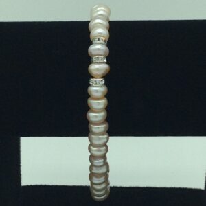 Pink Flat Pearls With CZ Chakri 1 Layers Bracelet JBG0110