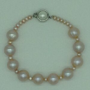 Pink Round Pearls 1 Layers Bracelet JBG0107