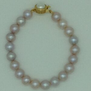 Pink Round Pearls 1 Layers Bracelet JBG0104