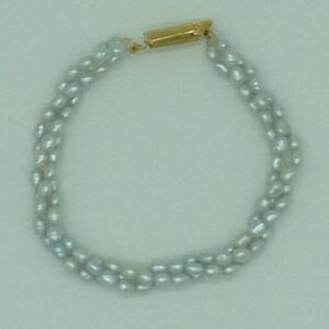 Grey Rice Pearls 3 Layers Twisted Bracelet JBG0103
