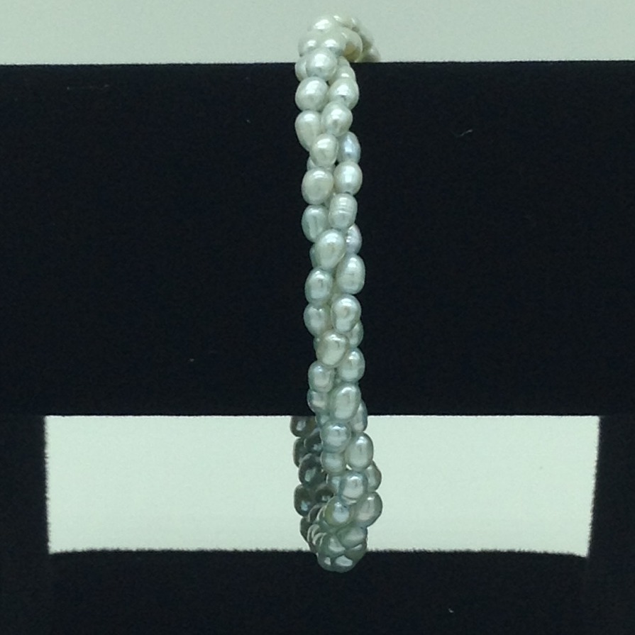 Grey Rice Pearls 3 Layers Twisted Bracelet JBG0103