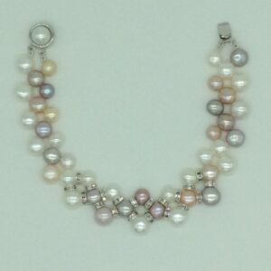 Multi colour zigzag pearls cz chakri 3 layers bracelet jbg0097