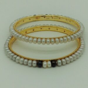 Black and Grey Flat Pearls Bangles JBG0091
