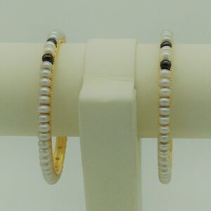 Black and Grey Flat Pearls Bangles JBG0091