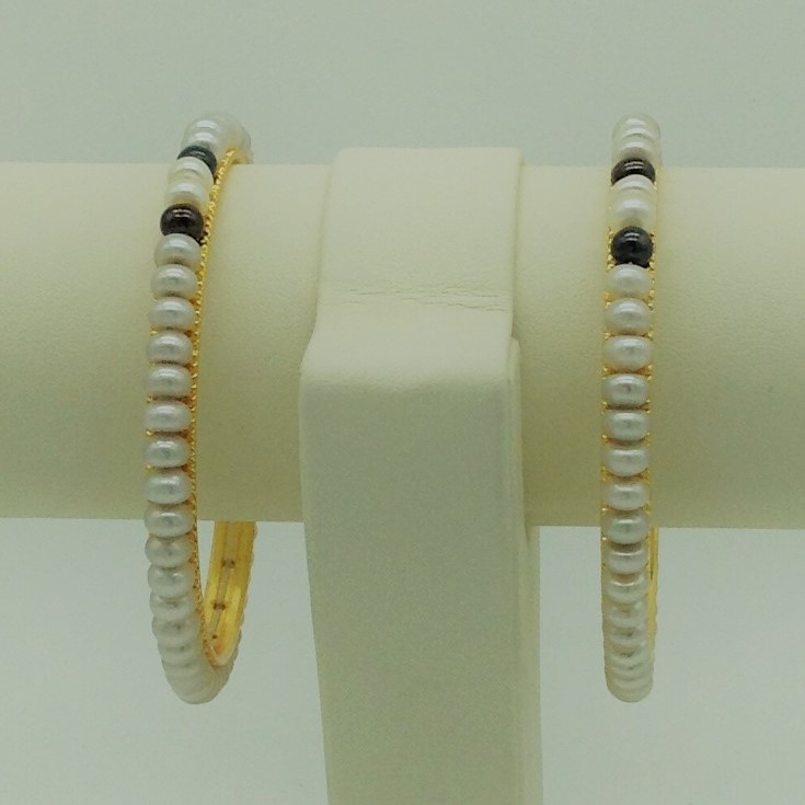 Black and Grey Flat Pearls Bangles JBG0091