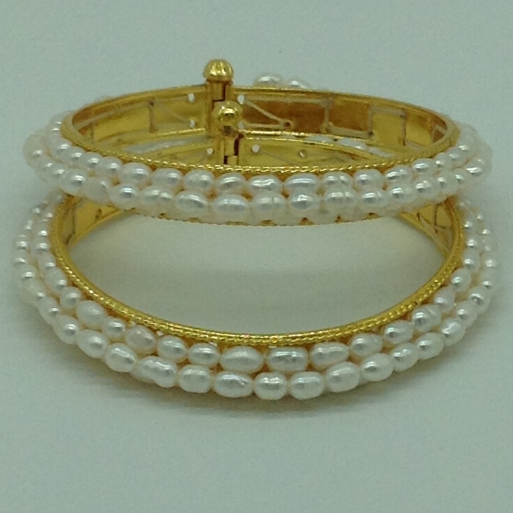 White Rice Pearls 3 Layers Bangles JBG0088