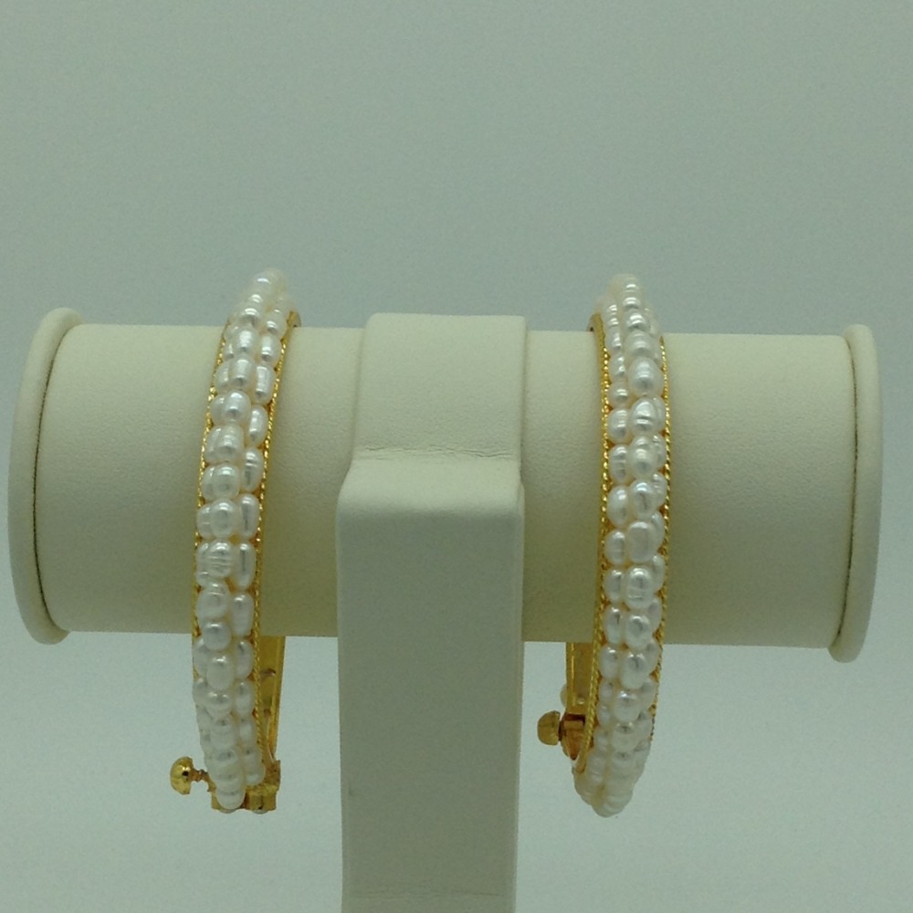 White Rice Pearls 3 Layers Bangles JBG0088