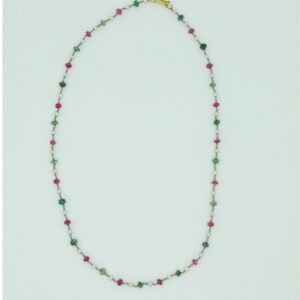 White Round Pearls With Ruby And Emeralds Gold Taar Mala JGT0013